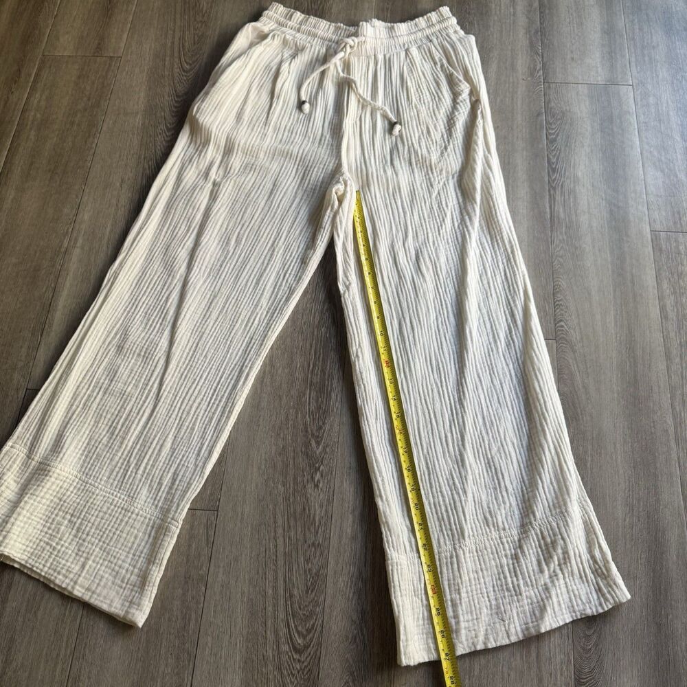 Sundays by Wearesundays Women Wide Leg 100% Cotton Beige Pants Euro Summer Sz L - Picture 8 of 13